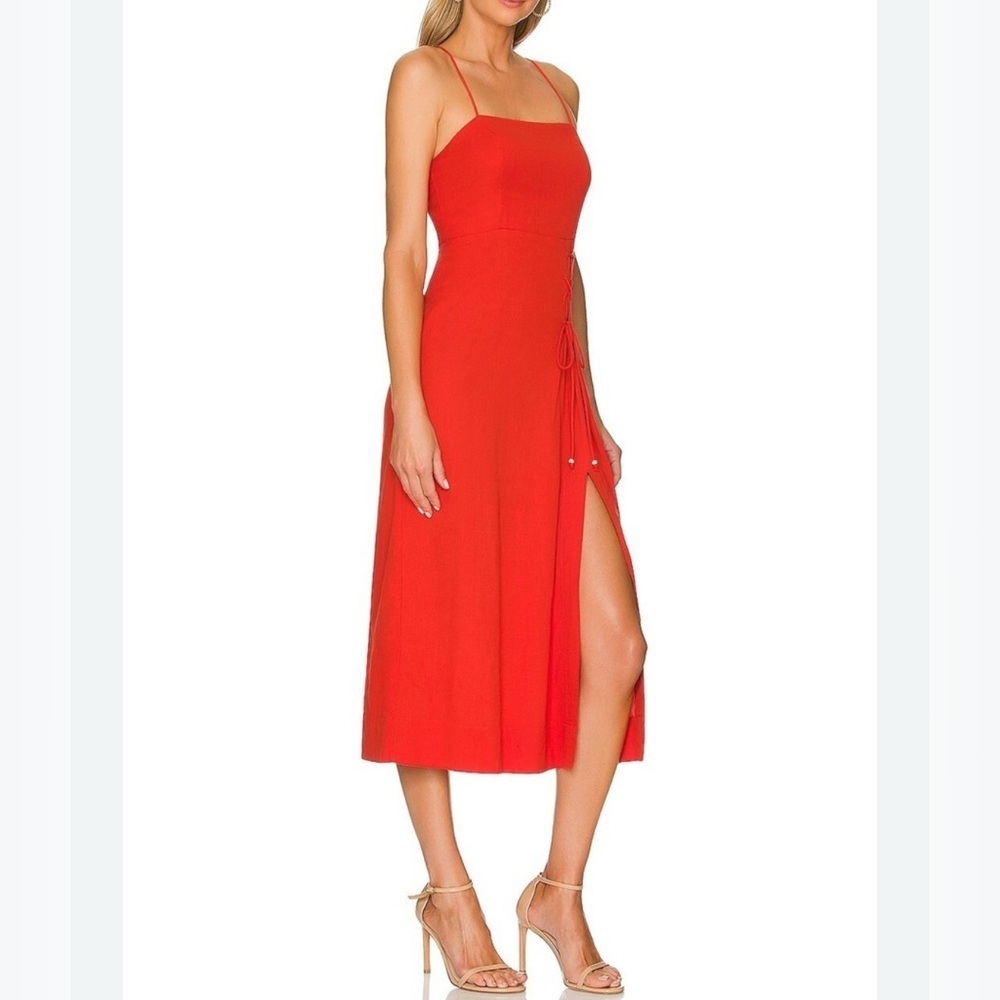 Free People Francesca Midi Dress Size XL NWT Open, tie-back side slit unlined - Picture 3 of 14